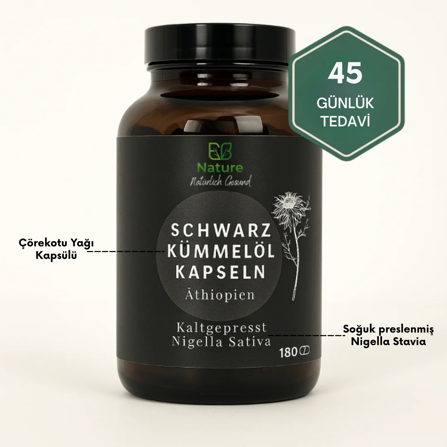 Etiyopya Çörekotu yağı kapsülleri - TQ içeriği +3000